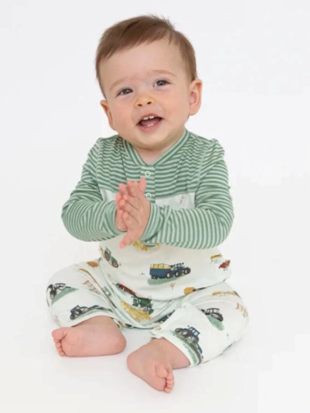 Angel Dear Farm Machine Romper 0-3m Hay Bales on the farm baby romper